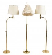 THREE ASSORTED BRASS FLOOR LAM