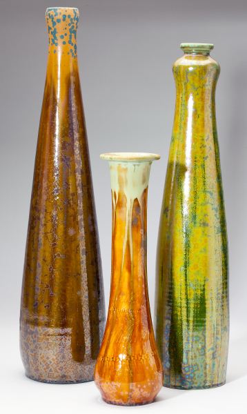 Three Assorted Bulldog Pottery Tall