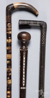 THREE ASSORTED CANES/WALKING S