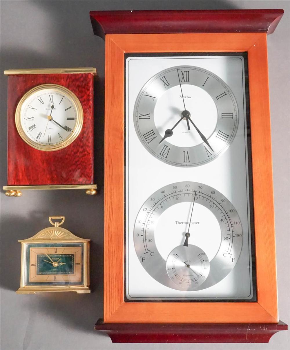 THREE ASSORTED DESK CLOCKSThree