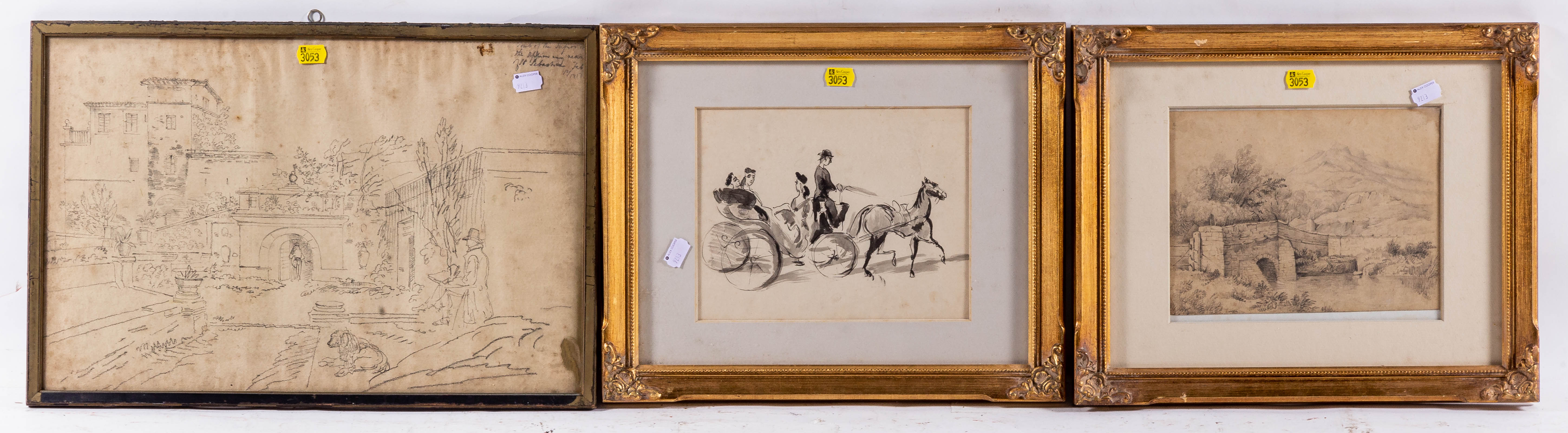 THREE ASSORTED FRAMED 19TH C.