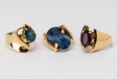 THREE ASSORTED GOLD & GEM-SET