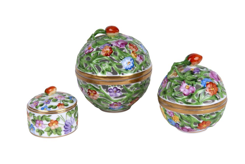 THREE ASSORTED HEREND COVERED