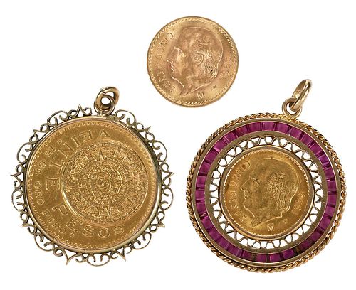 THREE ASSORTED MEXICAN GOLD