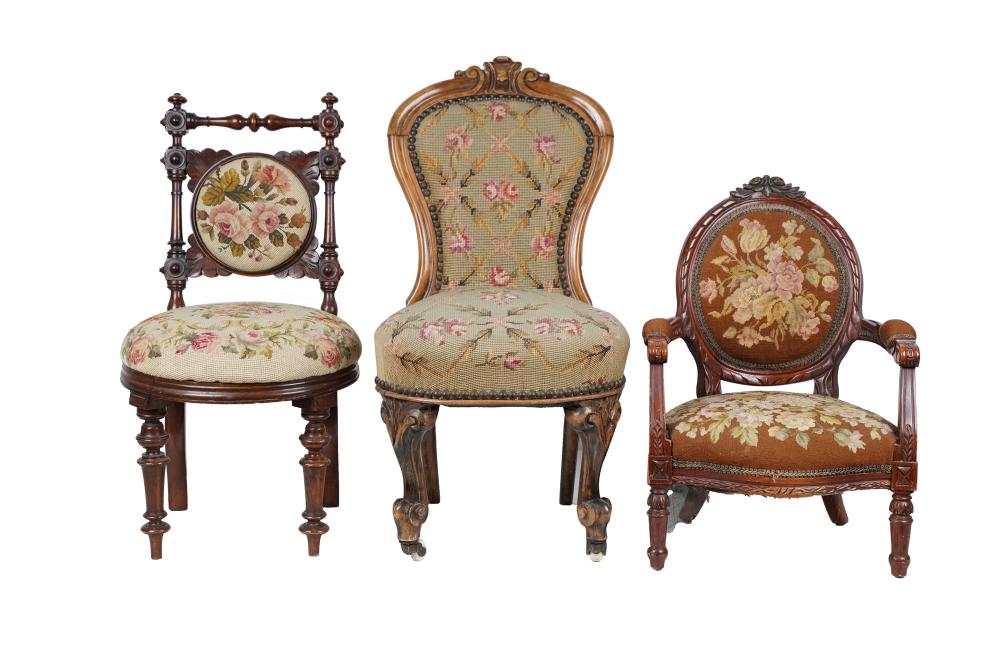 THREE ASSORTED MINIATURE CHAIRSeach