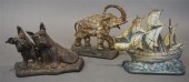 THREE ASSORTED PAINTED CAST IR