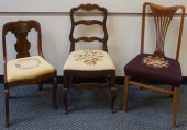 THREE ASSORTED SIDE CHAIRSThre
