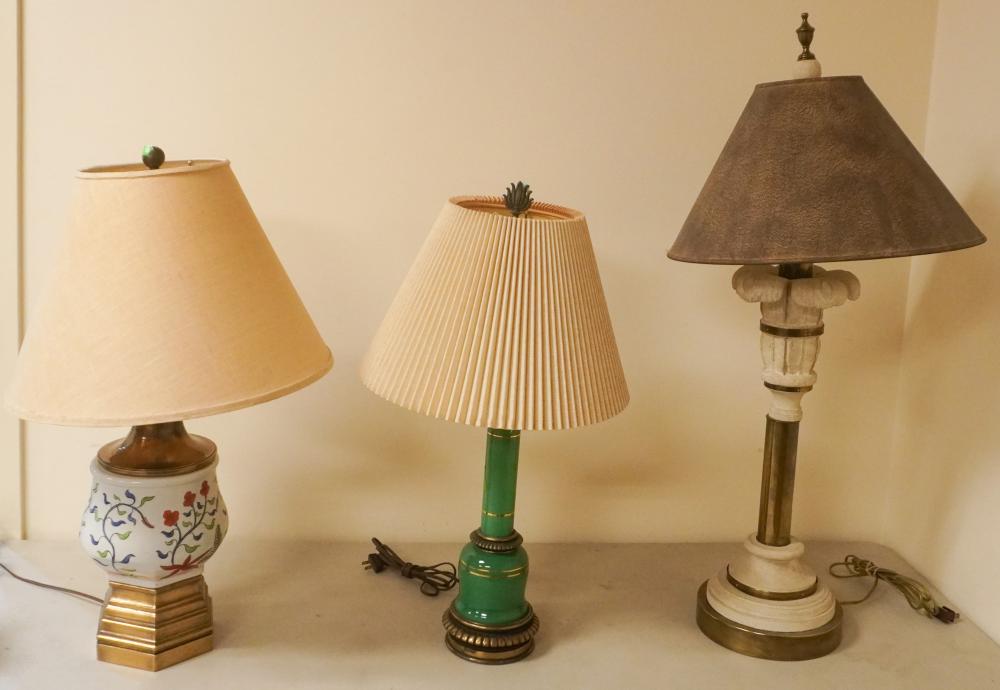 THREE ASSORTED TABLE LAMPS H