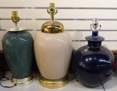 THREE ASSORTED TABLE LAMPS, H