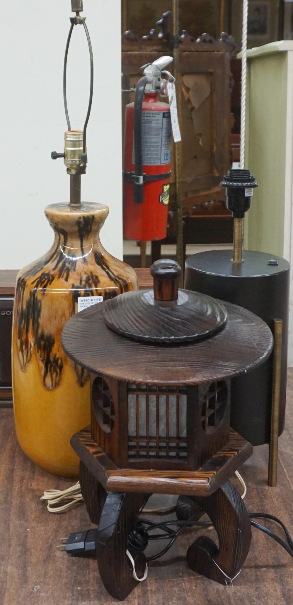 THREE ASSORTED TABLE LAMPS,