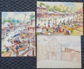 THREE ASSORTED WATERCOLORS ON