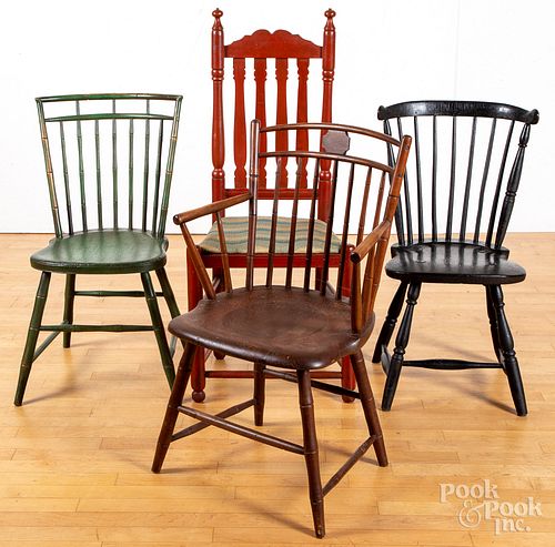 THREE ASSORTED WINDSOR CHAIRS, 19TH