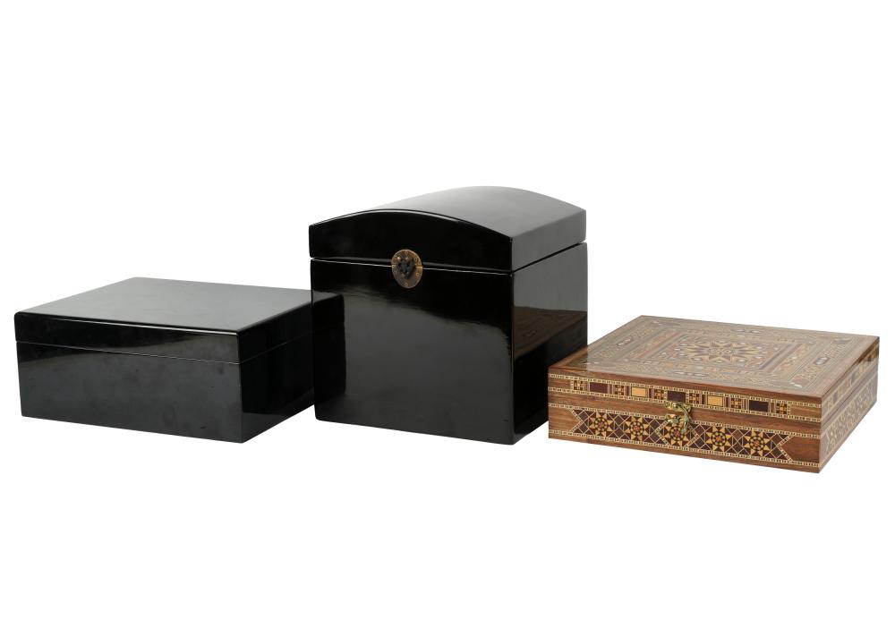 THREE ASSORTED WOOD BOXESThree