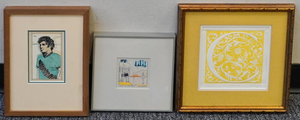 THREE ASSORTED WORKS OF ART, ONE