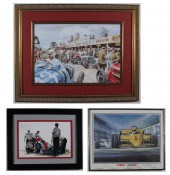 THREE AUTOMOBILE RACING PRINTS