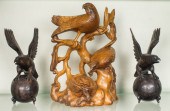 THREE AVIAN CARVINGS Three avi