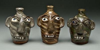 Three B. B. Craig stoneware face
