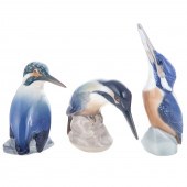 THREE B & G PORCELAIN KINGFISH