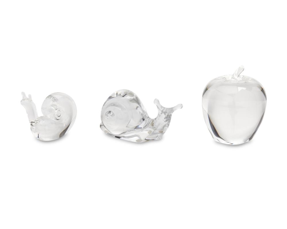 THREE BACCARAT AND STEUBEN