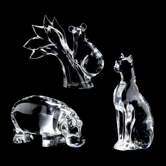 THREE BACCARAT CRYSTAL ANIMALS