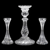 THREE BACCARAT CRYSTAL CANDLES