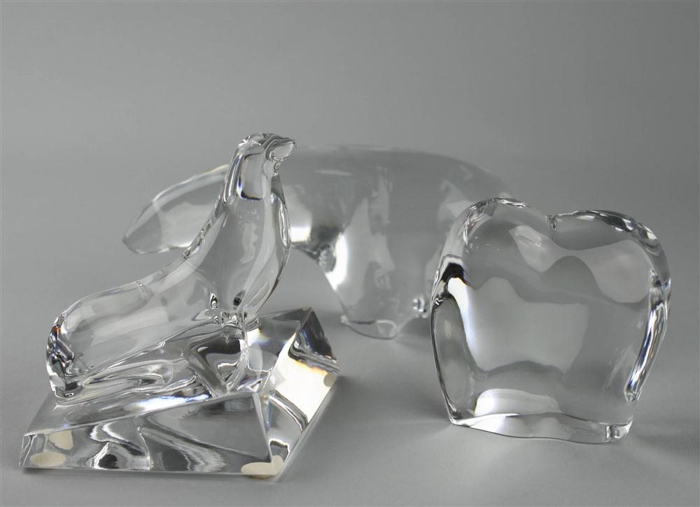 THREE BACCARAT GLASS ORNAMENTS