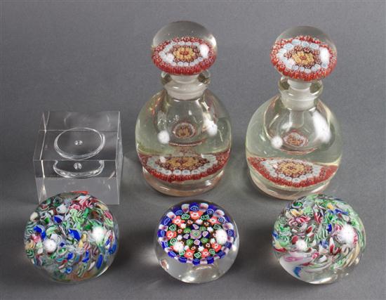 Three Baccarat millefiori glass
