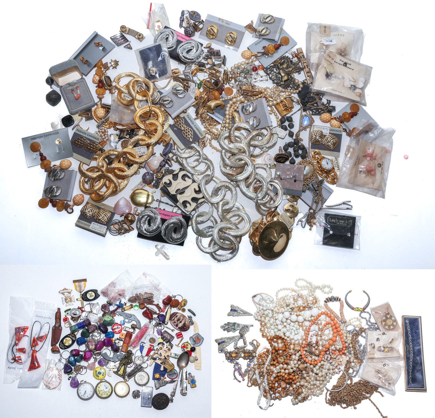 THREE BAGS OF ASSORTED JEWELRY &