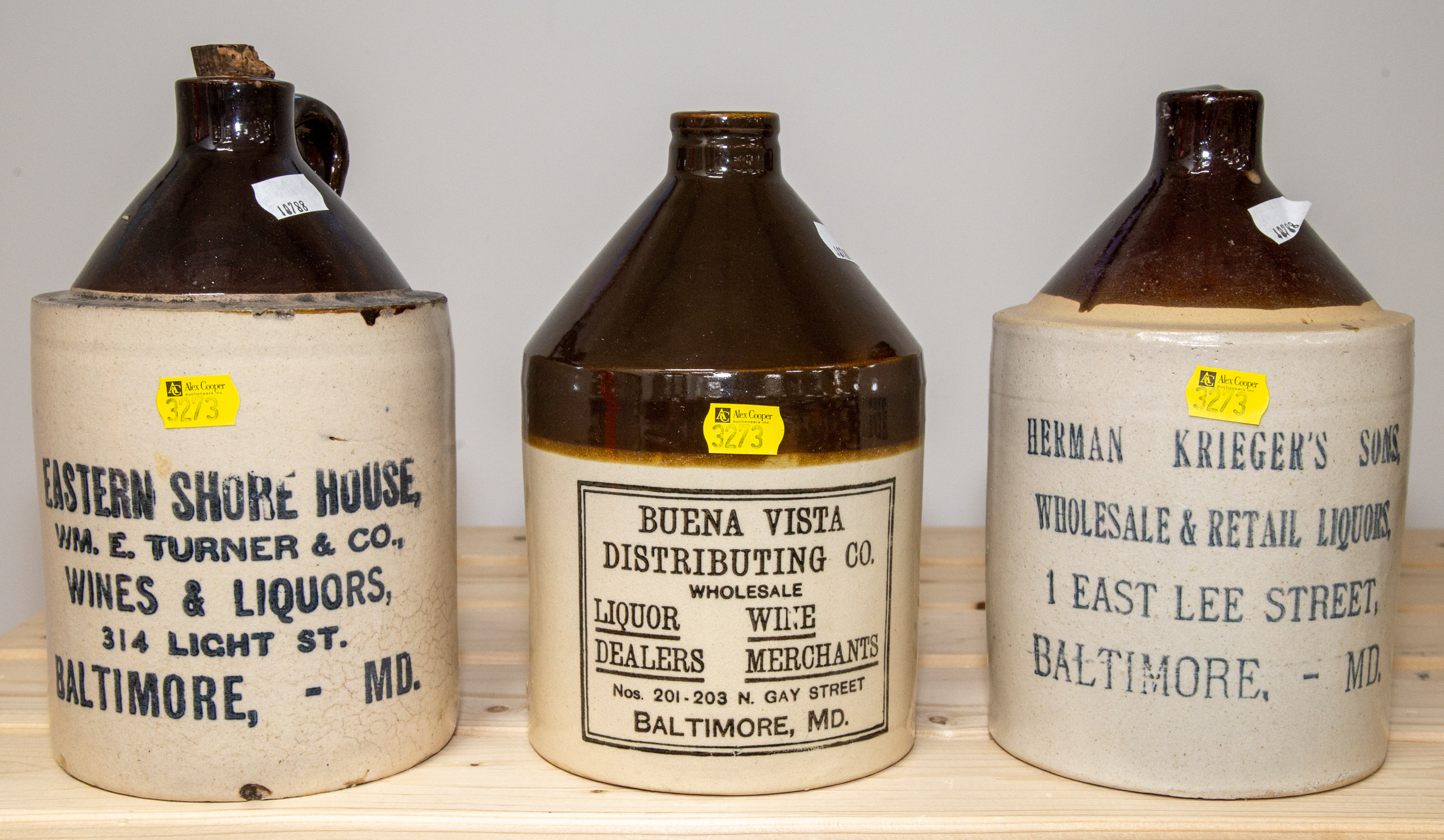 THREE BALTIMORE LABELED STONEWARE