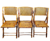 THREE BAMBOO AND RATTAN FOLDIN
