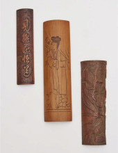 THREE BAMBOO WRIST RESTS 19TH/