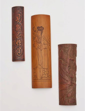 THREE BAMBOO WRIST RESTS 19TH/
