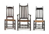 Three banisterback chairs late