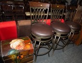 THREE BAR STOOLS; CHINESE PAIN