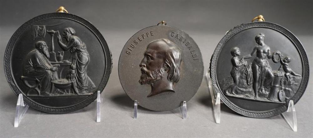 THREE BASALT ROUND PLAQUESThree