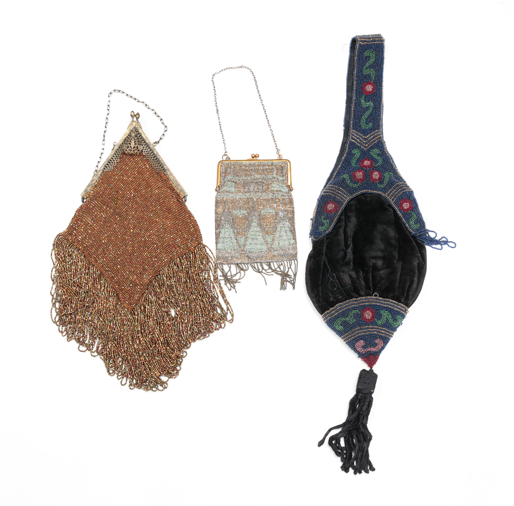 THREE BEADED PURSES WITH CLASP