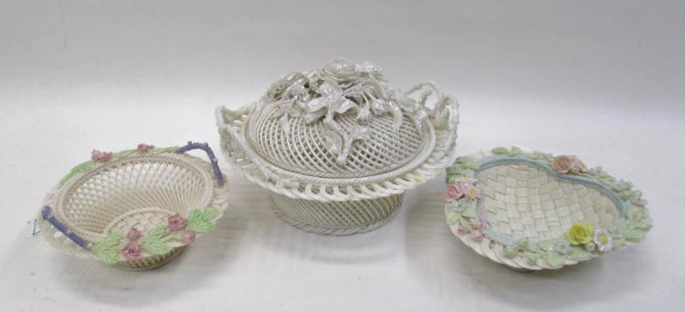 THREE BELLEEK PARIAN PORCELAIN