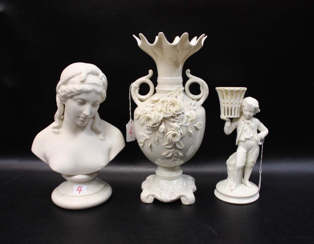 THREE BELLEEK PARIAN PORCELAIN