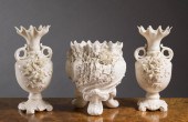 THREE BELLEEK PARIAN PORCELAIN