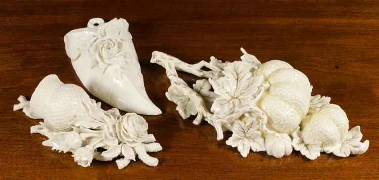 THREE BELLEEK PORCELAIN WALL