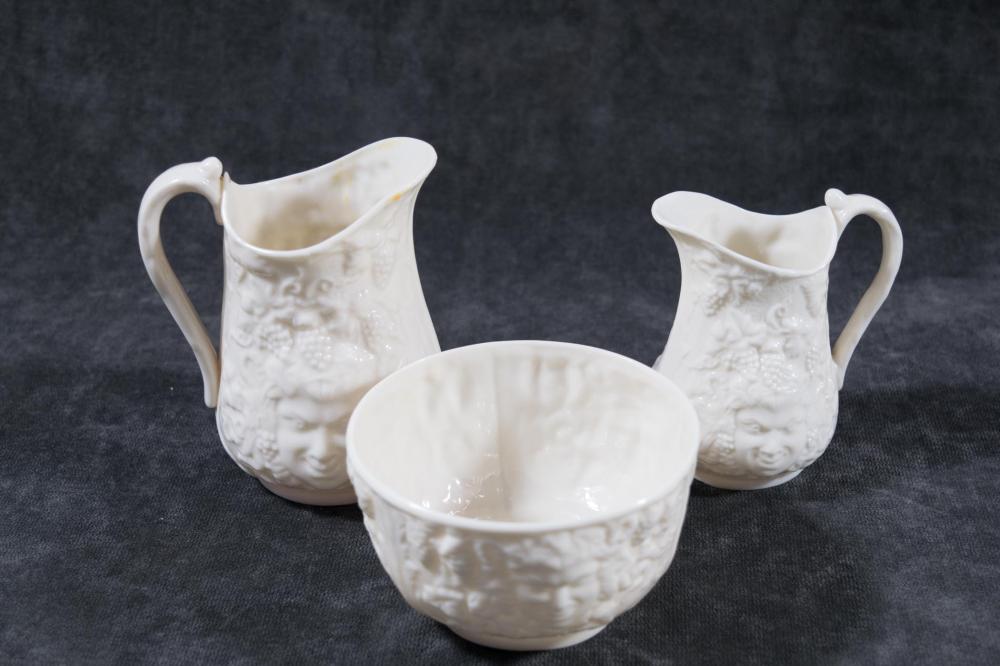 THREE BELLEEK PORCELAINS, MASK