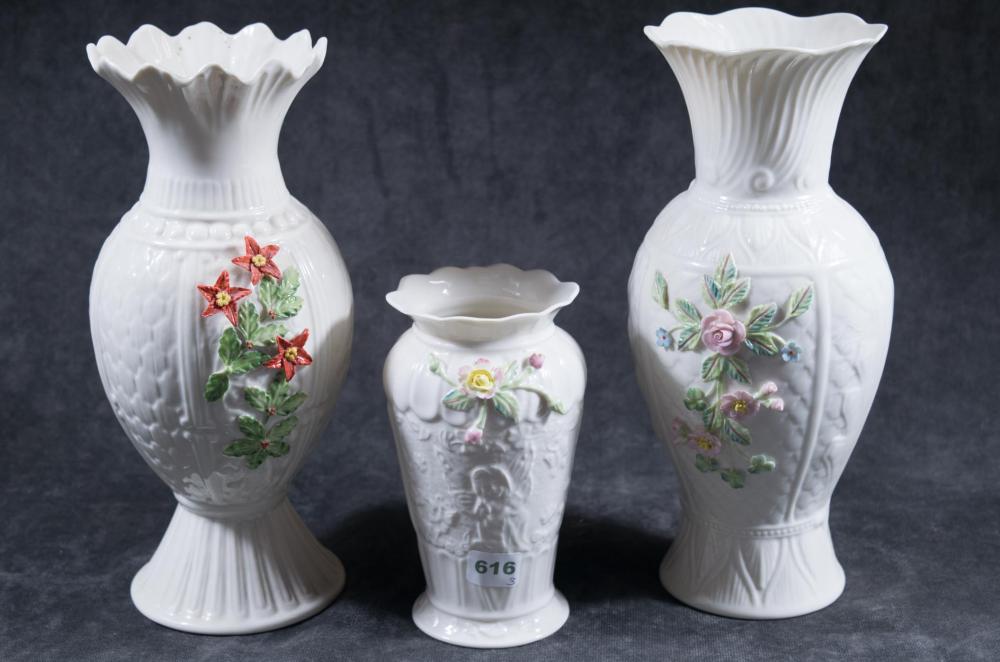 THREE BELLEEK VASES: 140TH