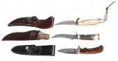 Three belt knives in leather s