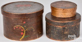 THREE BENTWOOD BOXES, 19TH C.<