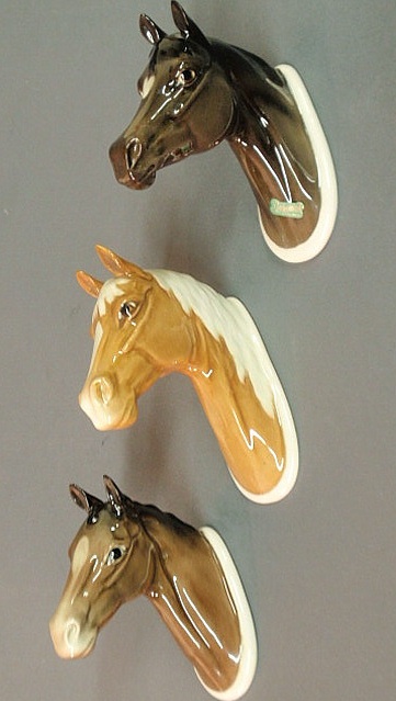 Three Beswick porcelain horsehead