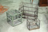 THREE BIRD CAGES. One arched a