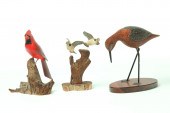 THREE BIRD CARVINGS.  American