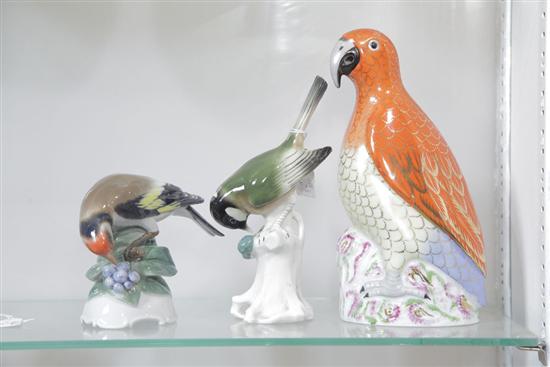THREE BIRD FIGURINES. Including one