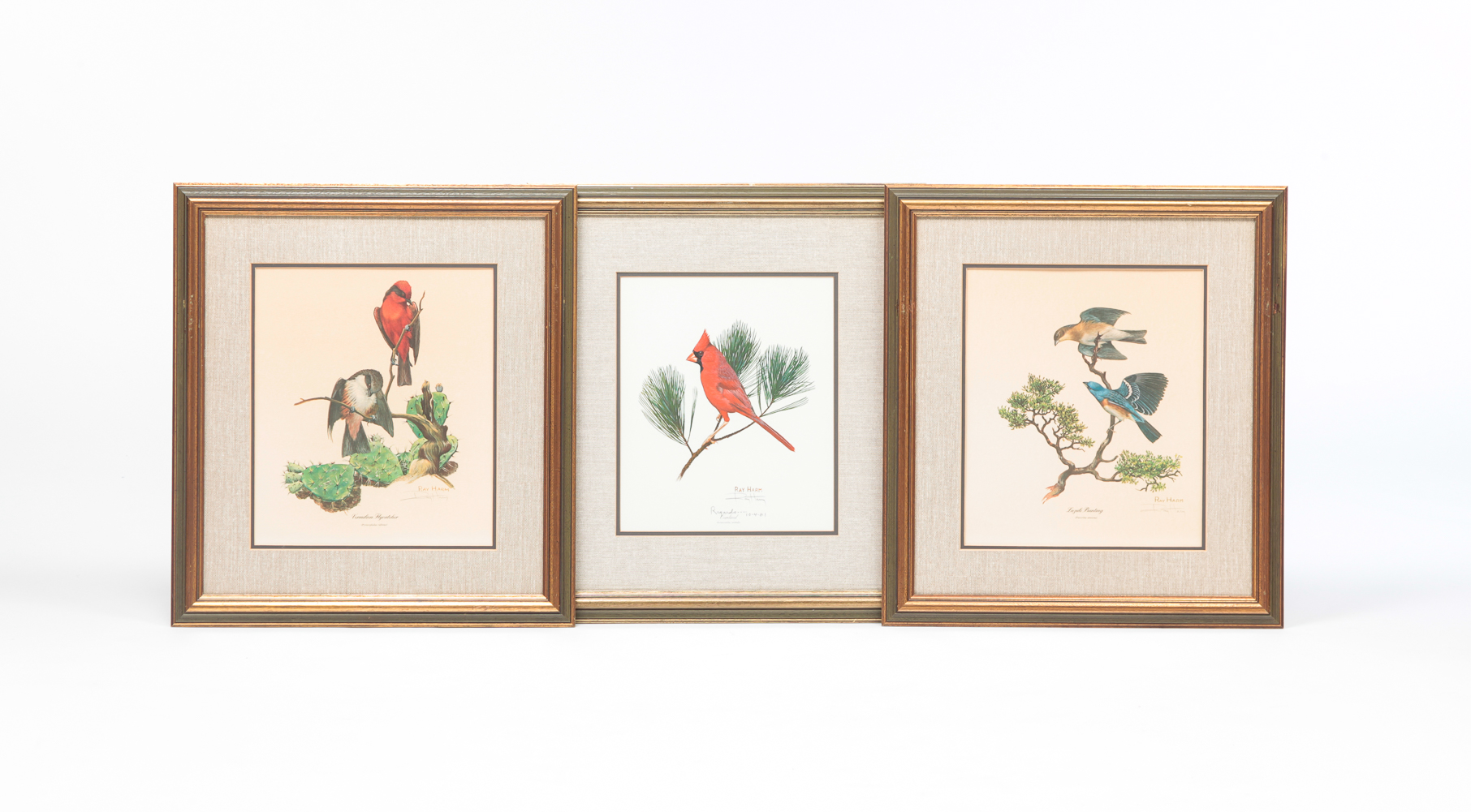 THREE BIRD PRINTS, RAY HARM.