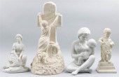 THREE BISCUIT FIGURES OF MAIDE